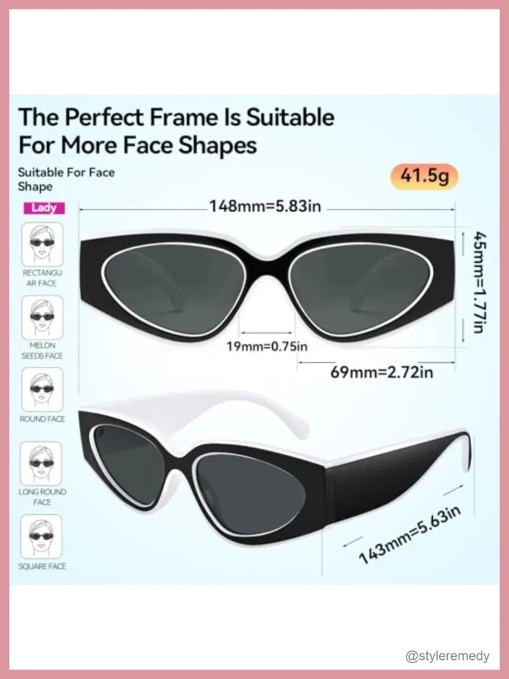 Oversized Cat Eye Sunglasses Women Retro 90s UV Protection